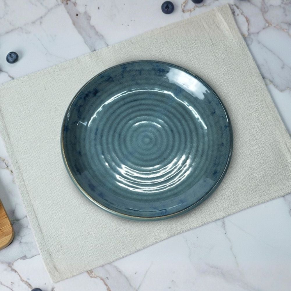 deep sea green ceramic quarter plate set of 6 round plates for dining serving with smooth glazed finish